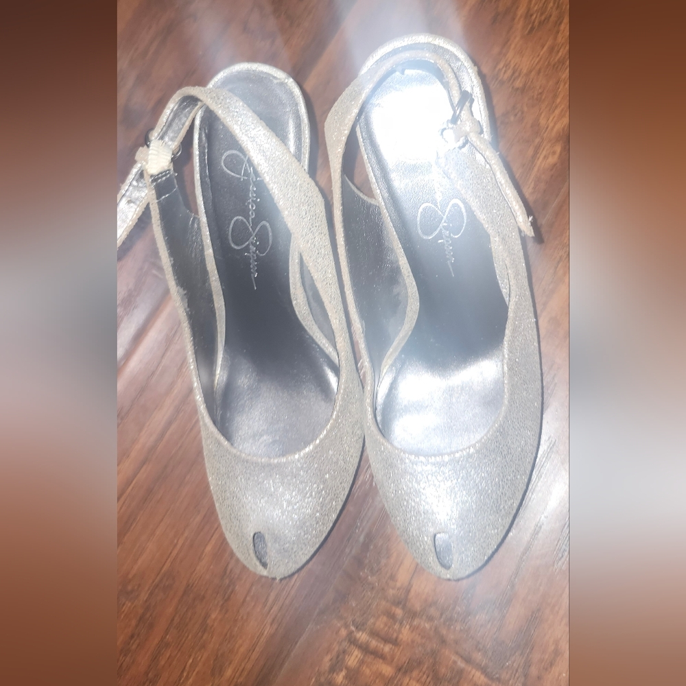 Jessica Simpson Silver Shimmer Heels